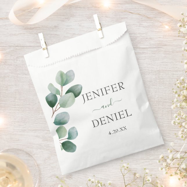 Eucalyptus Botanical Greenery  Wedding Favour Bag (Clipped)