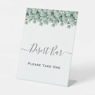 Eucalyptus Botanical Greenery Wedding Pedestal Sign