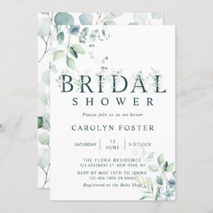 Eucalyptus Botanical Letter Bridal Shower Invitation