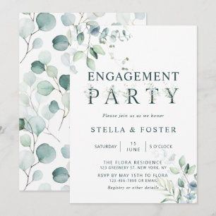 Eucalyptus Botanical Letter Engagement Party Invitation
