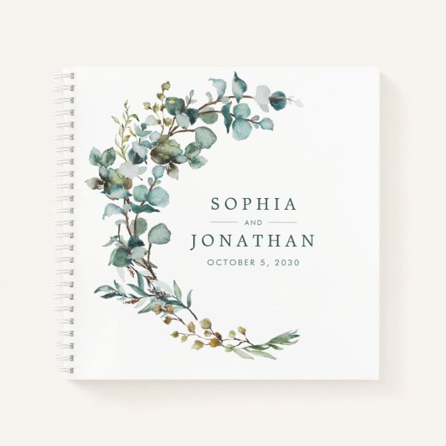 Eucalyptus Botanical Personalized Wedding Notebook (Front)