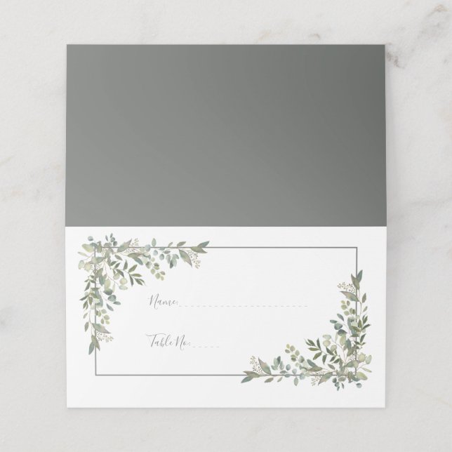 Eucalyptus Botanical Sage Green Place Card (Outside Unfolded)