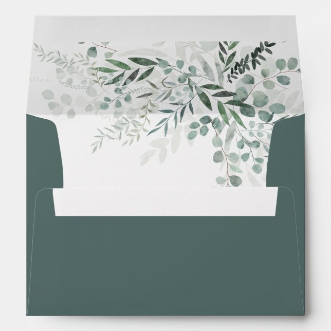 Eucalyptus Botanical Sage Green Wedding Envelope (Back (Bottom))