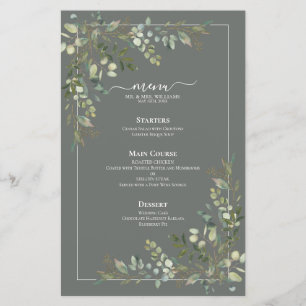 Eucalyptus Botanical Sage Green Wedding Menu
