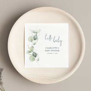 Eucalyptus Botanical Script Baby Shower Paper Napkin
