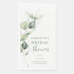 Eucalyptus Botanical Script Bridal Shower Napkin