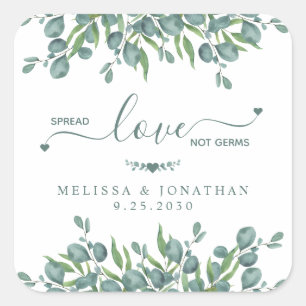 Eucalyptus Botanical Spread Love Not Germs Wedding Square Sticker