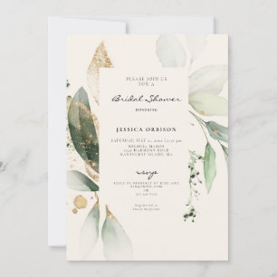 Eucalyptus Botanical Watercolor Bridal Shower Ecru Invitation
