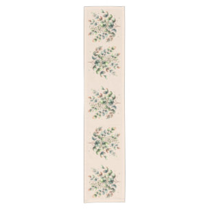 Eucalyptus botanical watercolor cream coloured short table runner