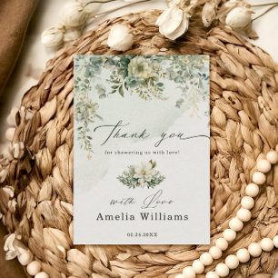 Eucalyptus Botanical Watercolor Green Baby Shower Thank You Card