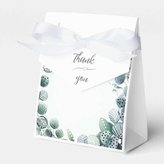 Eucalyptus Botanical Wedding Favor Box (Front Side)
