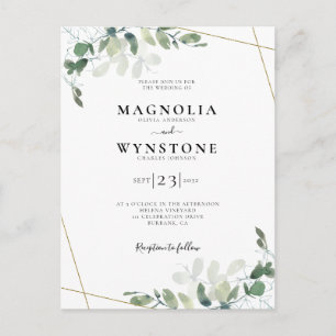 Eucalyptus Botanical Wedding Invitation Postcard
