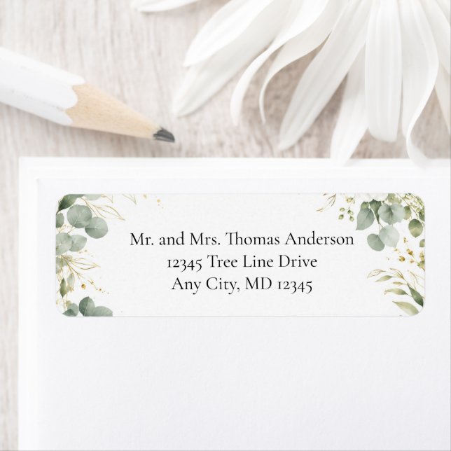 Eucalyptus Botanicals Greenery Return Address (Insitu)