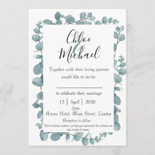 Eucalyptus Botanique encadré Invitation w Bible Ve