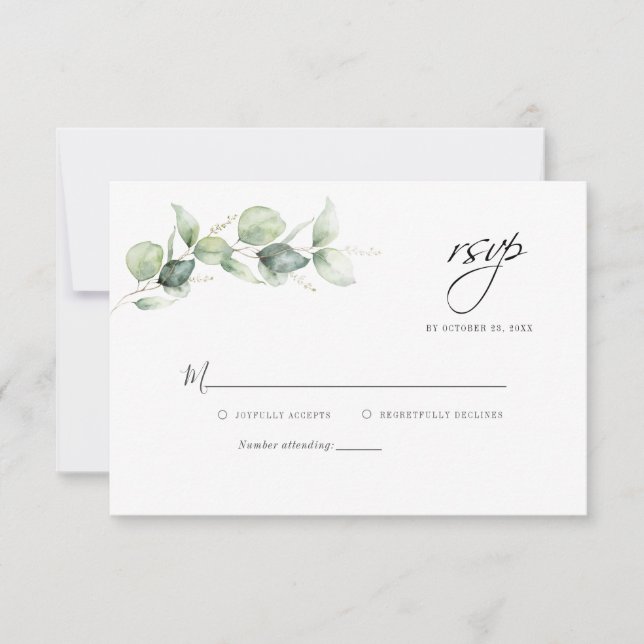 Eucalyptus botanique Mariage rustique Carte RSVP (Devant)