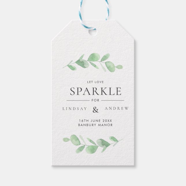 Eucalyptus Bough Wedding Sparkler Tag (Front)