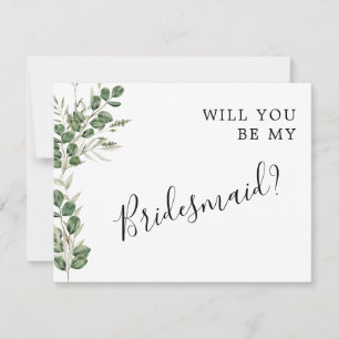 Eucalyptus Bouquet Will You Be My Bridesmaid Card