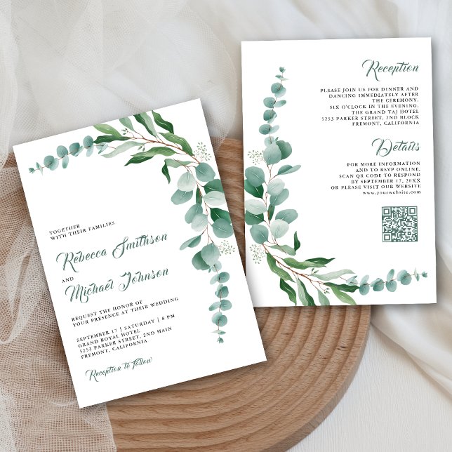Eucalyptus Branch All in One QR Code Wedding Invitation (Creator Uploaded)