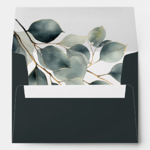 Eucalyptus branch and green leaves envelope