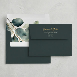 Eucalyptus branch and green leaves envelope