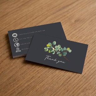 Eucalyptus branch dark green thank you insert card