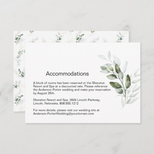 Eucalyptus Branch Enclosure Card (Front/Back)