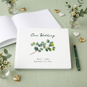 Eucalyptus branch green wedding guest book