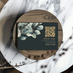 Eucalyptus branch, green wedding QR Code rsvp