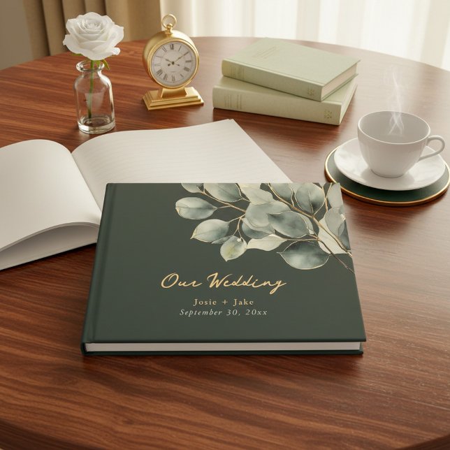 Eucalyptus branch pretty wedding guest book (Eucalyptus branch pretty wedding guest book.)