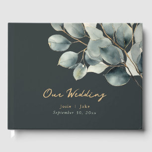Eucalyptus branch pretty wedding guest book
