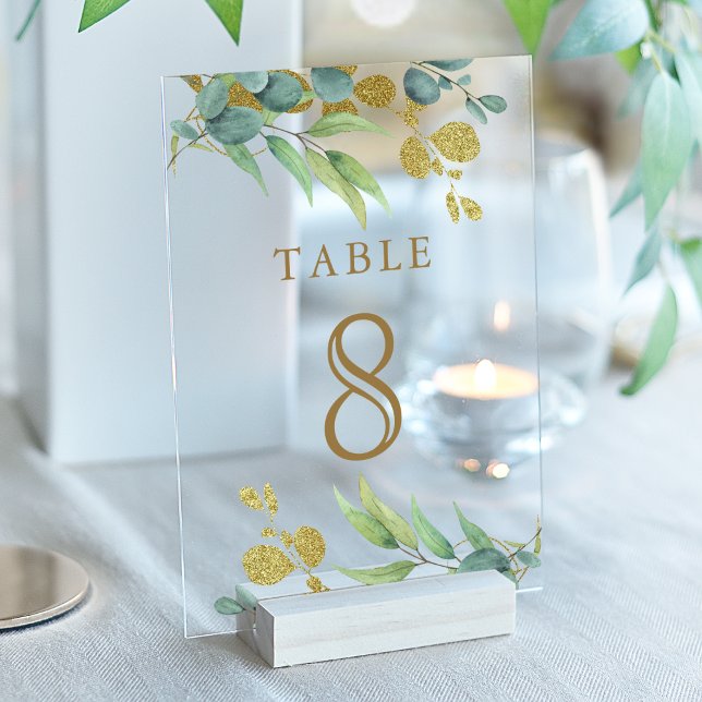 Eucalyptus Branch Wedding Acrylic Table Number (Creator Uploaded)