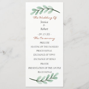 Eucalyptus Branch Wedding Program