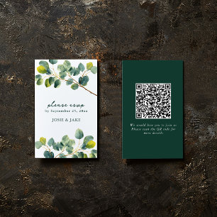 Eucalyptus branch wedding qr code rsvp enclosure card