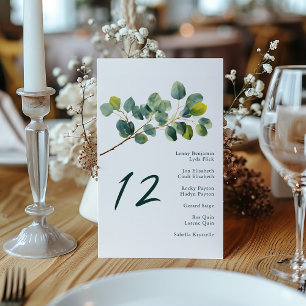 Eucalyptus branch wedding table seating chart invitation