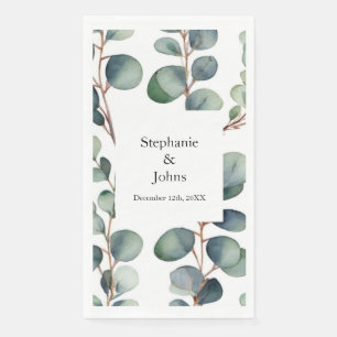 Eucalyptus Branches Dusty Blue Greenery Wedding Napkin