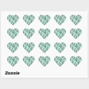 Eucalyptus Branches Leaves Golden Glitter Heart Sticker