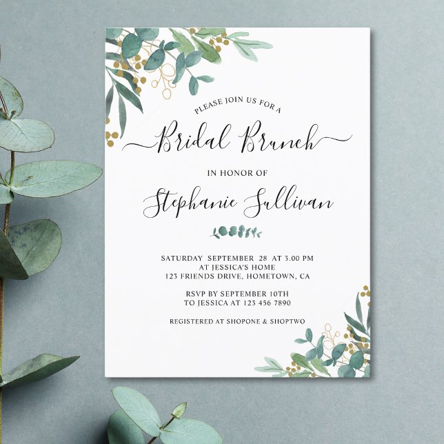 Eucalyptus Bridal Brunch Invitation Carte postale (Créateur téléchargé)