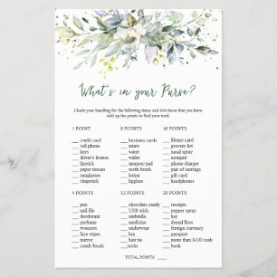 Eucalyptus Bridal Purse/Wedding Scramble Games Flyer