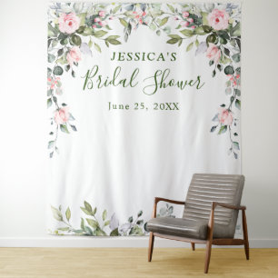 Eucalyptus Bridal Shower Chic Photo Booth Backdrop Tapestry
