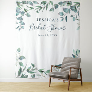 Eucalyptus Bridal Shower Chic Photo Booth Backdrop Tapestry