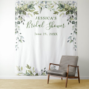 Eucalyptus Bridal Shower Chic Photo Booth Backdrop Tapestry