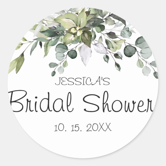 Eucalyptus Bridal Shower  Classic Round Sticker (Front)
