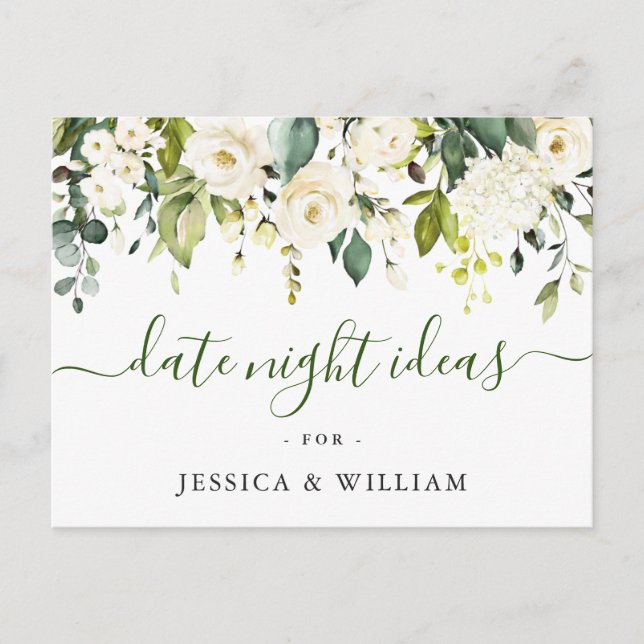 Eucalyptus Bridal Shower Date Night Idea Card (Front)