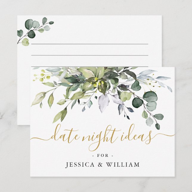 Eucalyptus Bridal Shower Date Night Idea Card (Front/Back)
