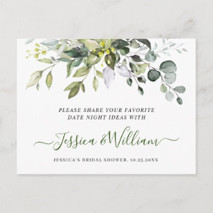 Eucalyptus Bridal Shower Date Night Idea Card