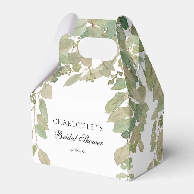 Eucalyptus Bridal Shower Favor Box (Front Side)