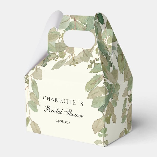 Eucalyptus Bridal Shower Favor Box (Front Side)