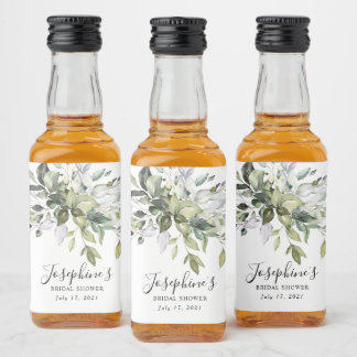 Eucalyptus Bridal Shower Favor Liquor Bottle Label