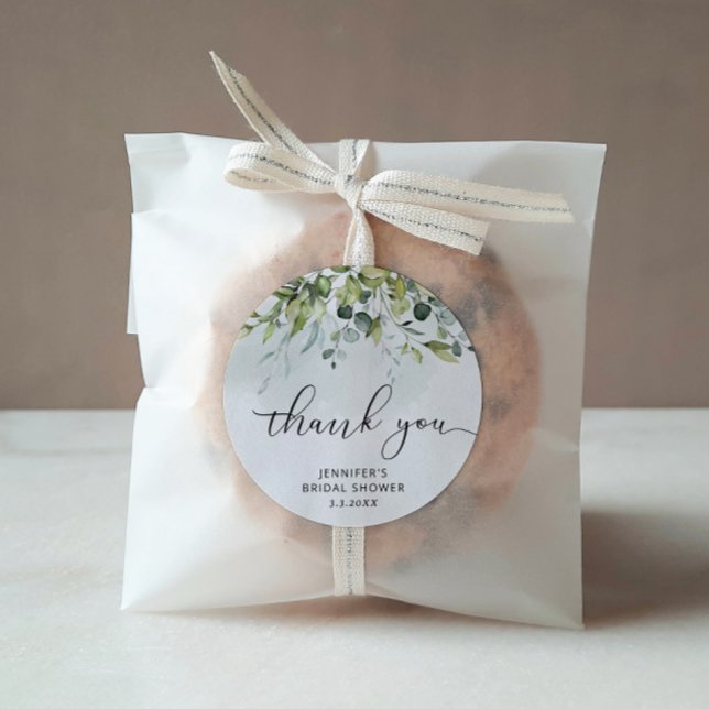 Eucalyptus bridal shower favour classic round sticker (Creator Uploaded)