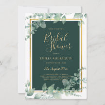 Eucalyptus BRIDAL SHOWER Greenery Gold QR Code Inv